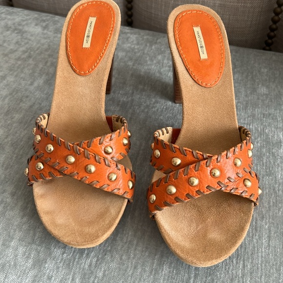 Maxstudio Orange Leather Criss-cross Sandals, size 7 EUC - Picture 2 of 8